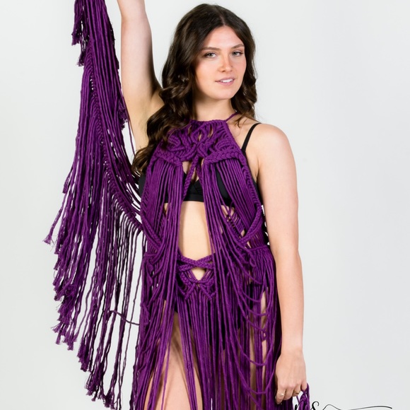 Handmade Macrame Crochet Dress Wings Festival Wear - Picture 6 of 16